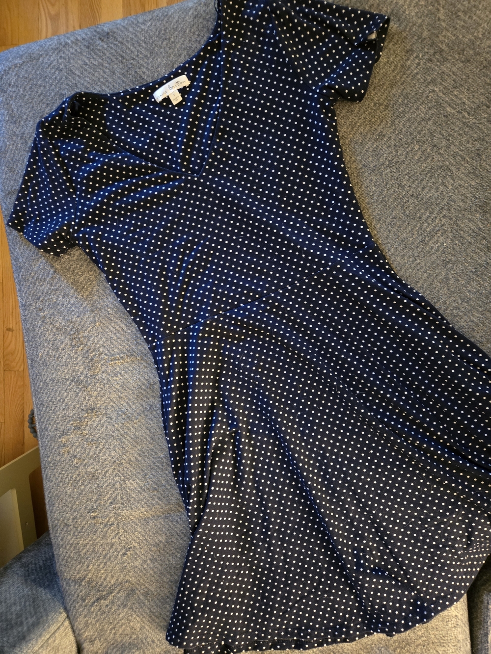 nine britton Navy and White Polka Dot Midi Dress